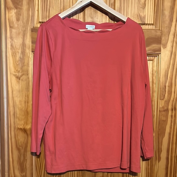 J. Crew Coral Blouse with Scalloped Neckline - Picture 1 of 5